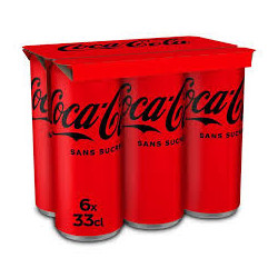 Soda Coca-Cola Zéro Canette - 6x33cl