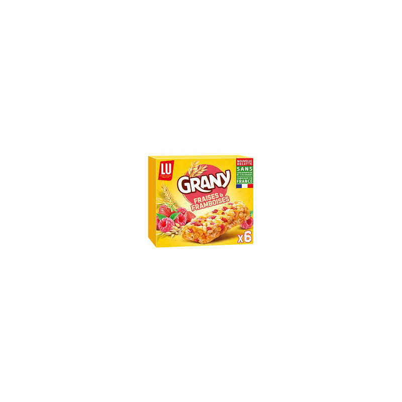 Barres de céréales Fraises Framboises Grany LU La boîte de 6 barres - 125g